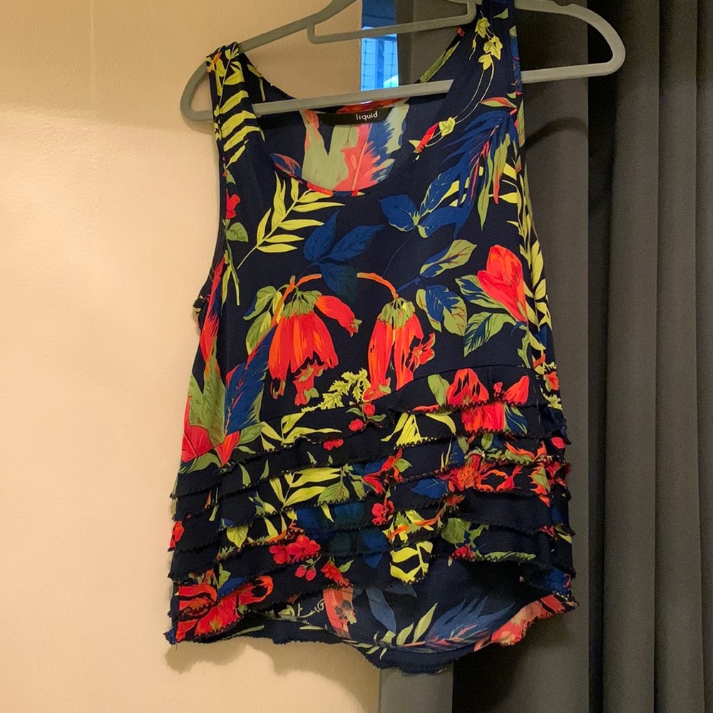 Bright tank top with ruffles